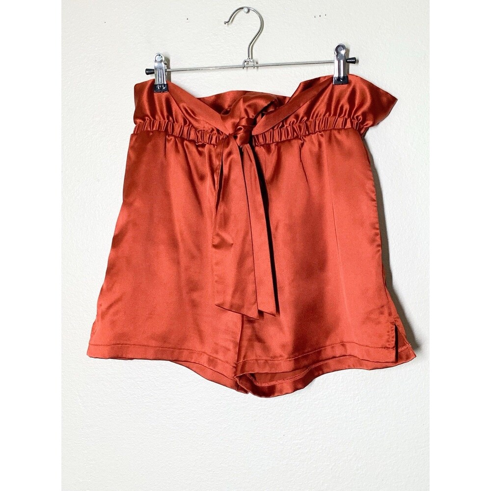 Allina Liu Webb Satin Shorts S Copper Belted Elastic Paperbag Anthropologie